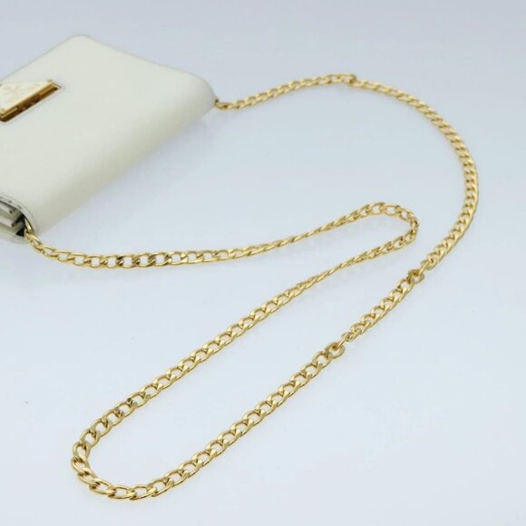 PRADA Chain Shoulder Bag Safiano leather White Gold - Picture 8 of 15